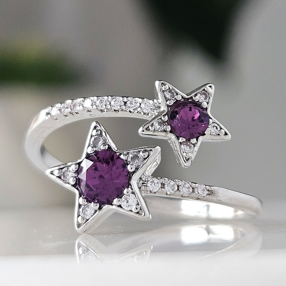 Amethyst Star Cluster Ring with Swarovski Crystals, Charmed Aroma 2021